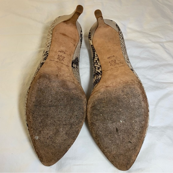 Antonio Melani Paton snake reptile python print leather pump heels 9.5 neutral - Picture 11 of 16